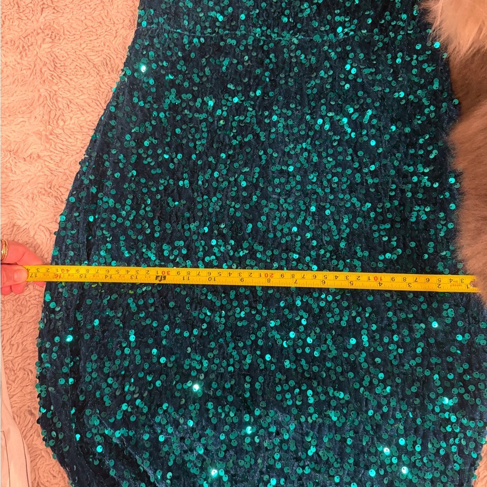 Baltic Born Teal Sequin V-Neck Mermaid Gown - Picture 12 of 12